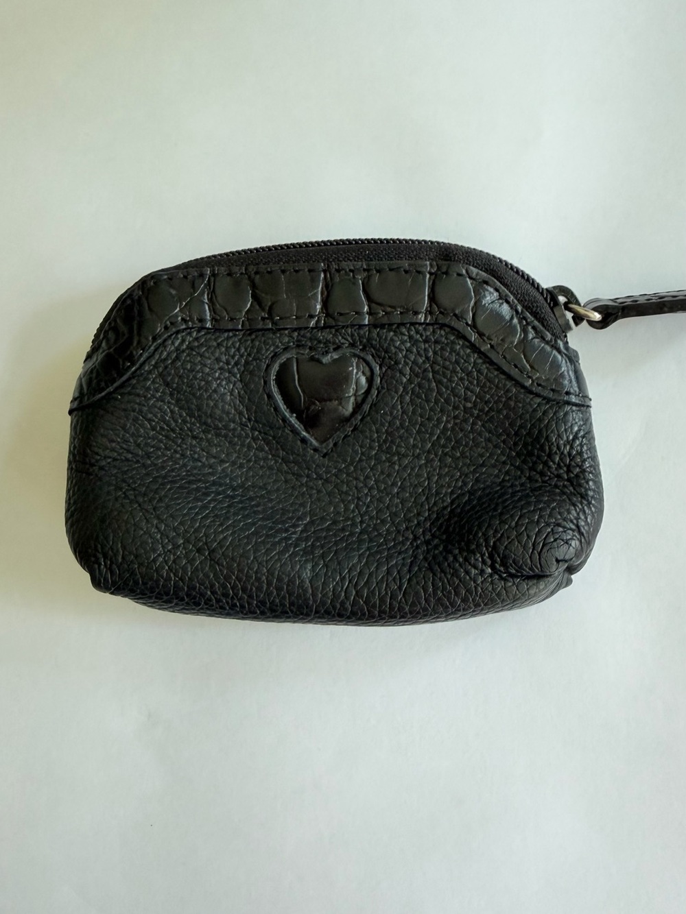Brighton Black Pebbled Leather Heart Pouch
